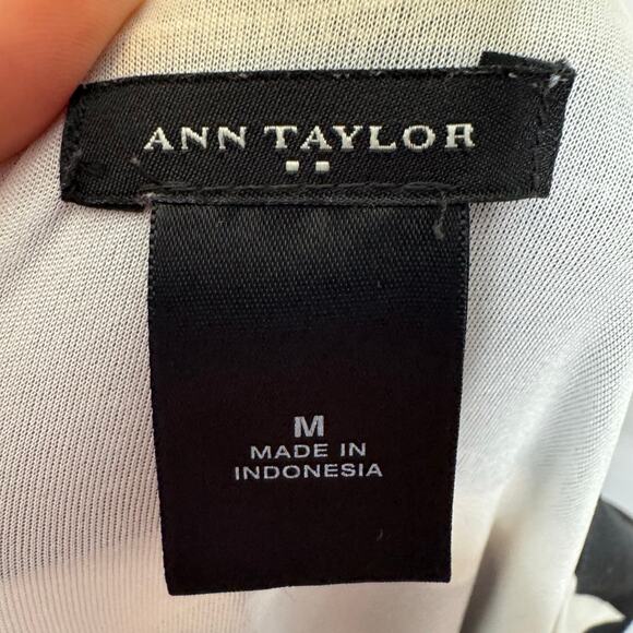 Ann Taylor Black White Striped Belted Sheath Dress Medium Work Cocktail - Picture 4 of 6